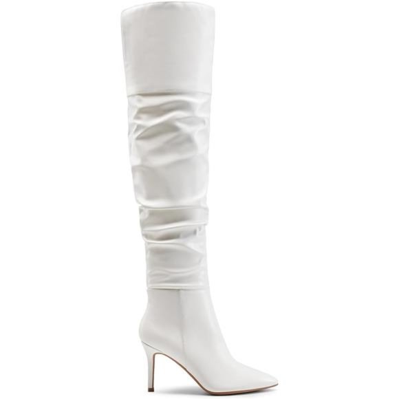 Women's High Heels Boots White PU - Picture 2 of 6